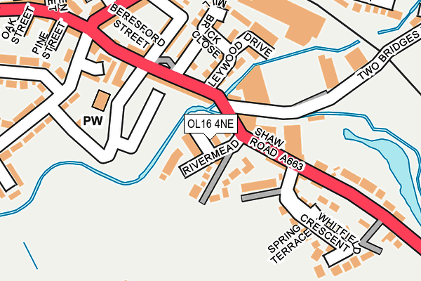 OL16 4NE map - OS OpenMap – Local (Ordnance Survey)