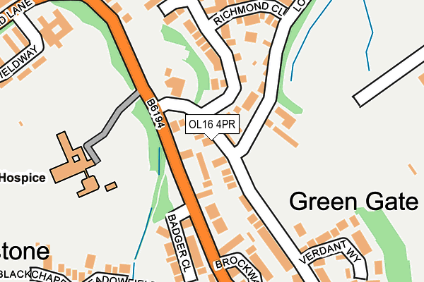 OL16 4PR map - OS OpenMap – Local (Ordnance Survey)