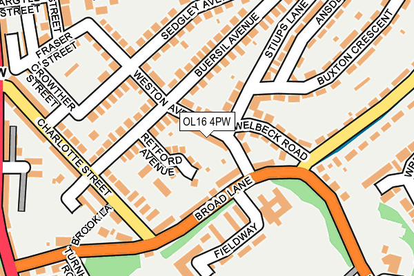 OL16 4PW map - OS OpenMap – Local (Ordnance Survey)