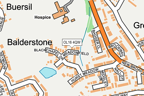 OL16 4QW map - OS OpenMap – Local (Ordnance Survey)