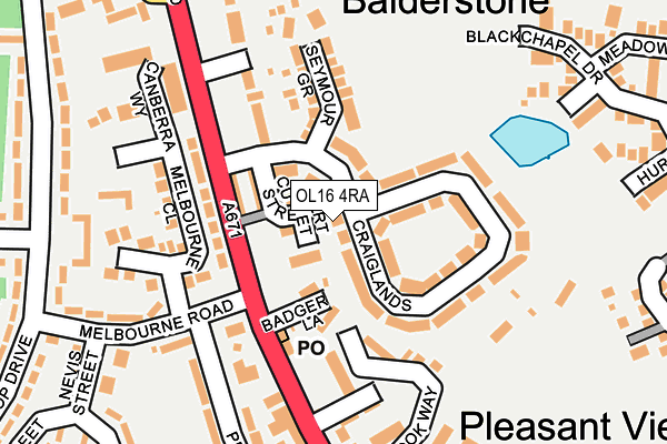 OL16 4RA map - OS OpenMap – Local (Ordnance Survey)