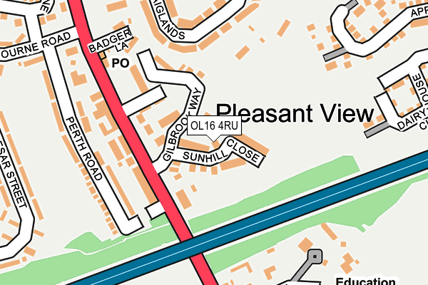 OL16 4RU map - OS OpenMap – Local (Ordnance Survey)