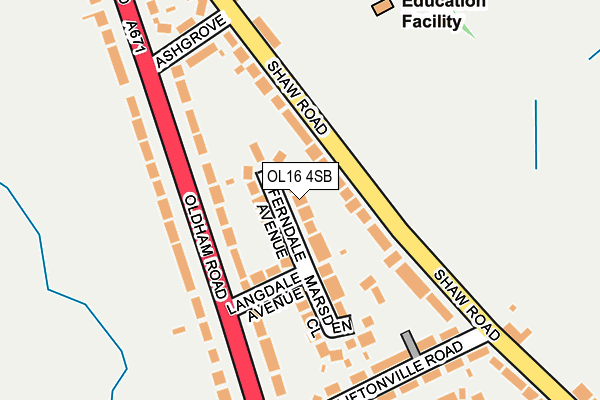 OL16 4SB map - OS OpenMap – Local (Ordnance Survey)