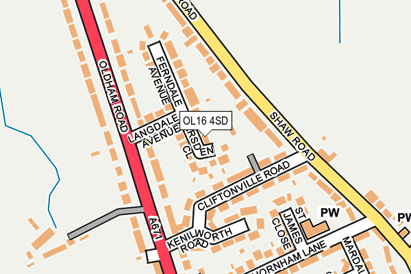 OL16 4SD map - OS OpenMap – Local (Ordnance Survey)