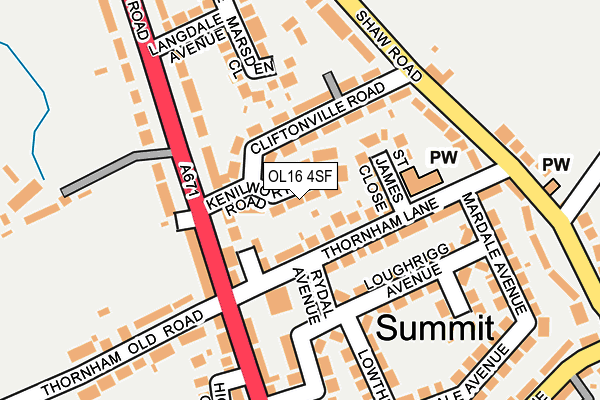 OL16 4SF map - OS OpenMap – Local (Ordnance Survey)