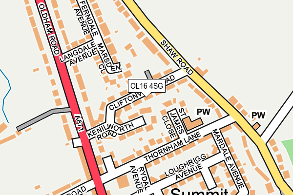 OL16 4SG map - OS OpenMap – Local (Ordnance Survey)