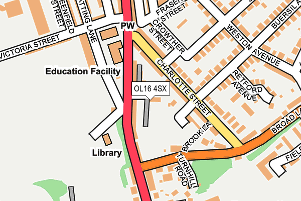 OL16 4SX map - OS OpenMap – Local (Ordnance Survey)