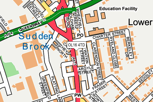 OL16 4TD map - OS OpenMap – Local (Ordnance Survey)