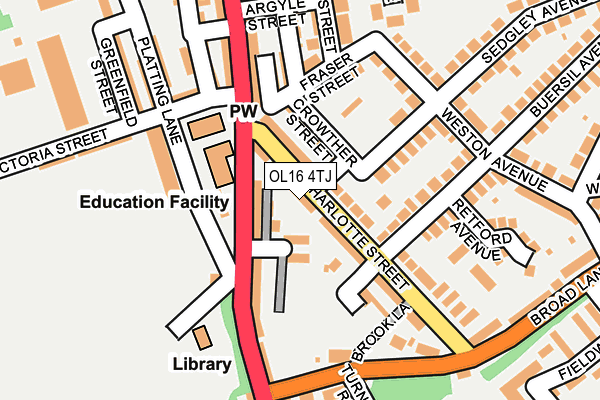 OL16 4TJ map - OS OpenMap – Local (Ordnance Survey)