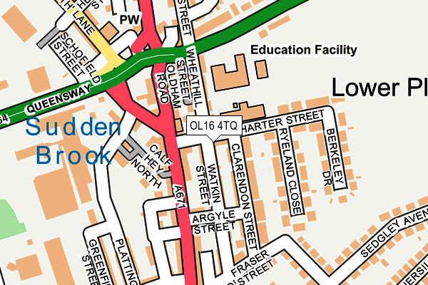 OL16 4TQ map - OS OpenMap – Local (Ordnance Survey)