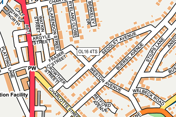 OL16 4TS map - OS OpenMap – Local (Ordnance Survey)