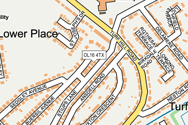 OL16 4TX map - OS OpenMap – Local (Ordnance Survey)