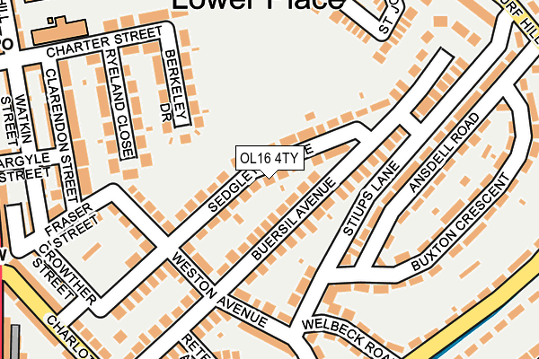 OL16 4TY map - OS OpenMap – Local (Ordnance Survey)