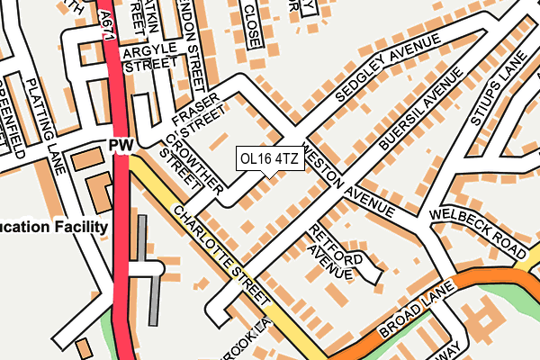 OL16 4TZ map - OS OpenMap – Local (Ordnance Survey)
