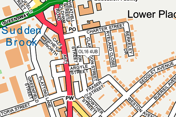 OL16 4UB map - OS OpenMap – Local (Ordnance Survey)