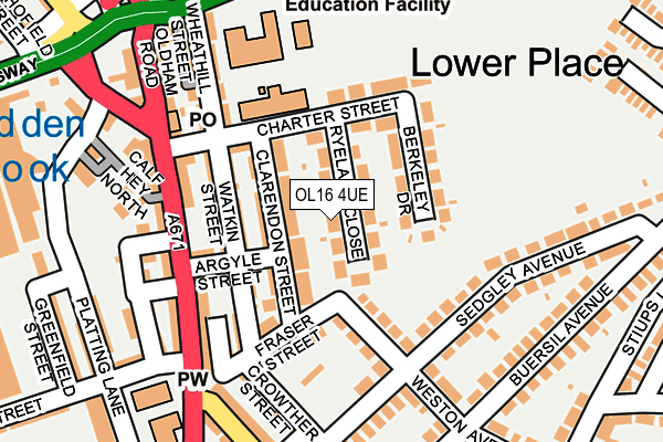 OL16 4UE map - OS OpenMap – Local (Ordnance Survey)