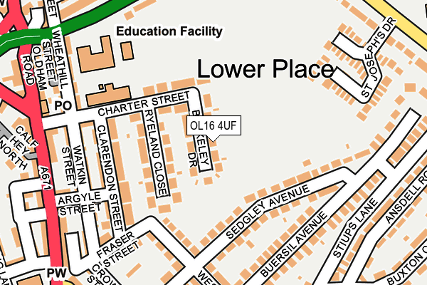 OL16 4UF map - OS OpenMap – Local (Ordnance Survey)