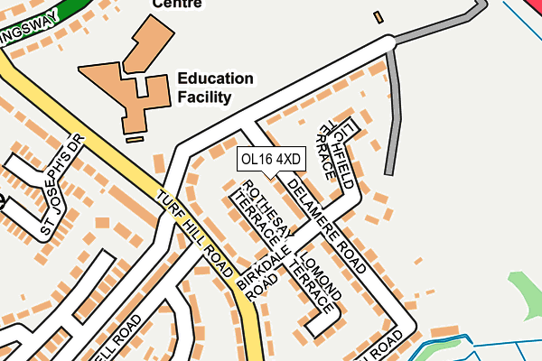 OL16 4XD map - OS OpenMap – Local (Ordnance Survey)