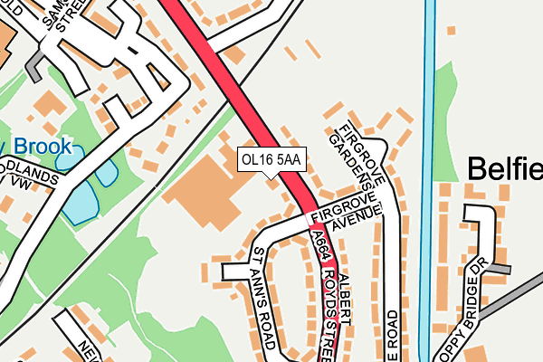 OL16 5AA map - OS OpenMap – Local (Ordnance Survey)