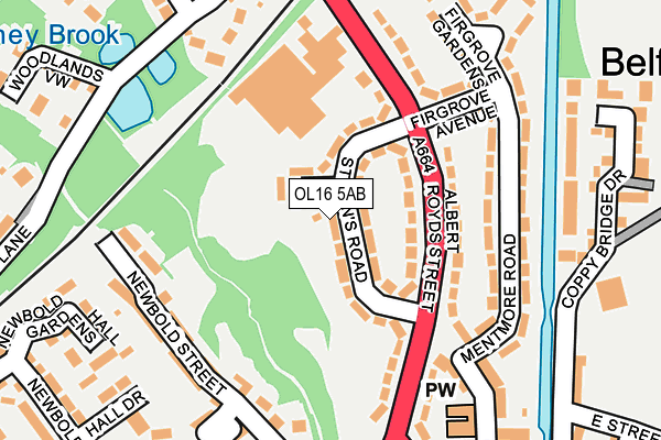 OL16 5AB map - OS OpenMap – Local (Ordnance Survey)