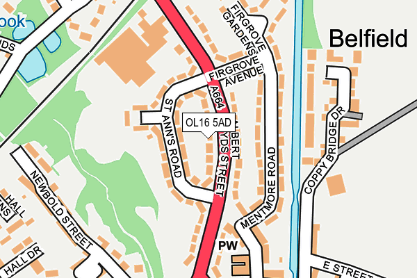 OL16 5AD map - OS OpenMap – Local (Ordnance Survey)
