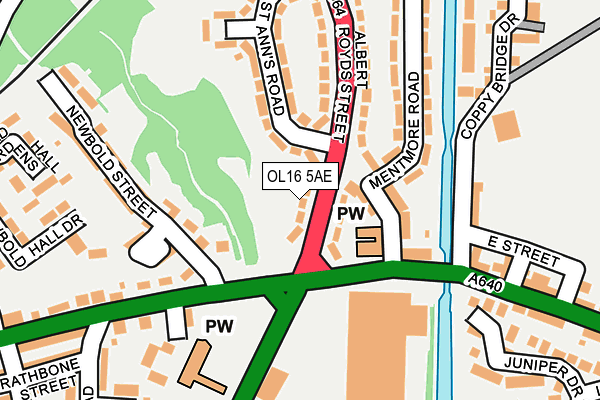 OL16 5AE map - OS OpenMap – Local (Ordnance Survey)