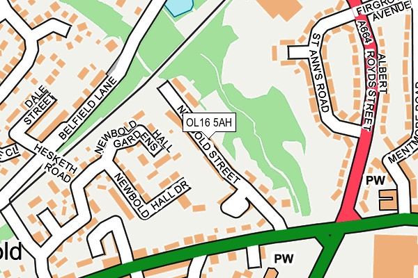 OL16 5AH map - OS OpenMap – Local (Ordnance Survey)