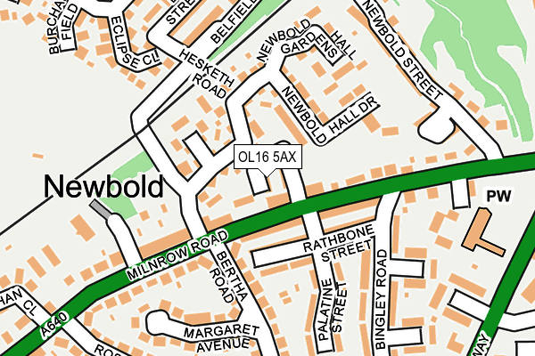 OL16 5AX map - OS OpenMap – Local (Ordnance Survey)