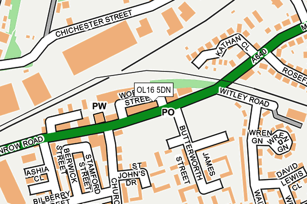 OL16 5DN map - OS OpenMap – Local (Ordnance Survey)