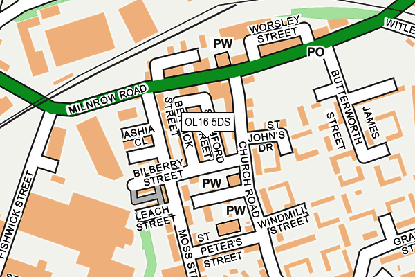 OL16 5DS map - OS OpenMap – Local (Ordnance Survey)