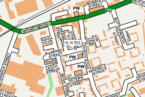 OL16 5DZ map - OS OpenMap – Local (Ordnance Survey)