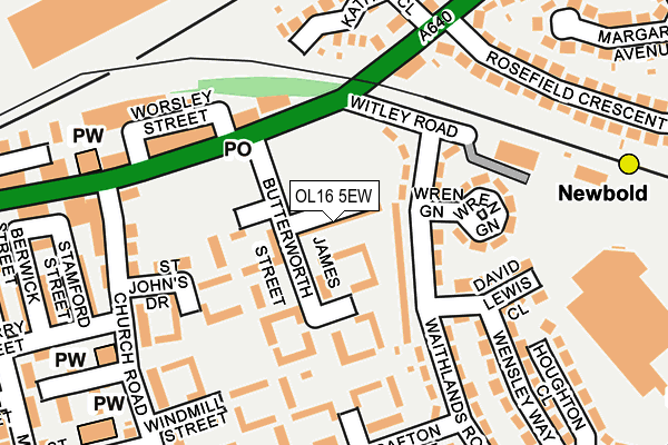 OL16 5EW map - OS OpenMap – Local (Ordnance Survey)