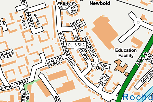 OL16 5HA map - OS OpenMap – Local (Ordnance Survey)