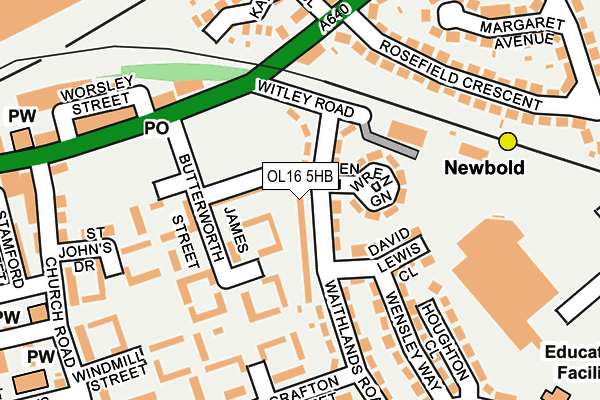 OL16 5HB map - OS OpenMap – Local (Ordnance Survey)