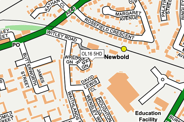 OL16 5HD map - OS OpenMap – Local (Ordnance Survey)