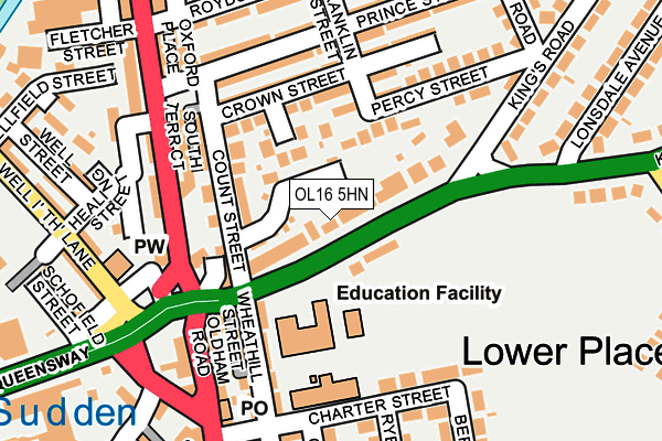 OL16 5HN map - OS OpenMap – Local (Ordnance Survey)