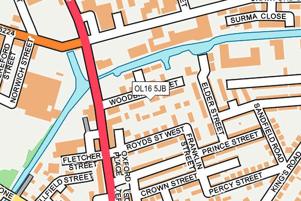 OL16 5JB map - OS OpenMap – Local (Ordnance Survey)