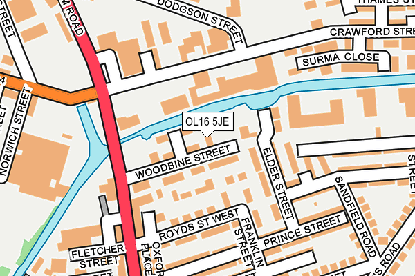 OL16 5JE map - OS OpenMap – Local (Ordnance Survey)