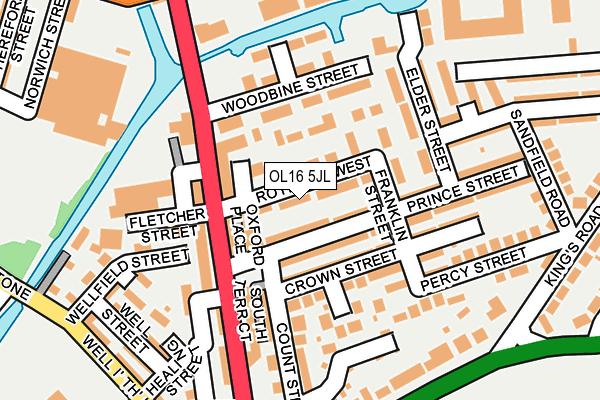 OL16 5JL map - OS OpenMap – Local (Ordnance Survey)