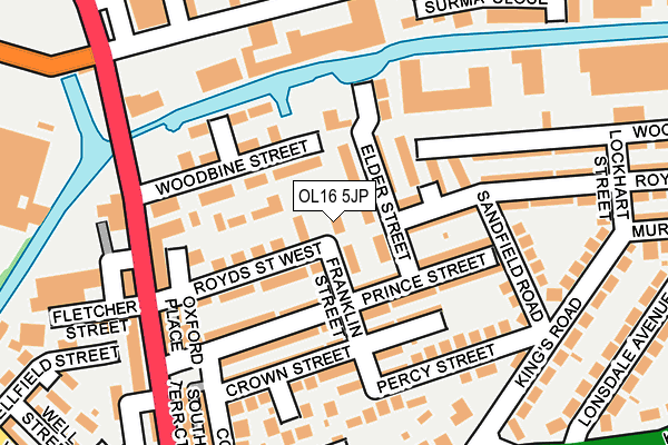 OL16 5JP map - OS OpenMap – Local (Ordnance Survey)