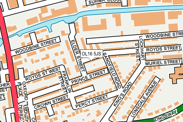 OL16 5JS map - OS OpenMap – Local (Ordnance Survey)