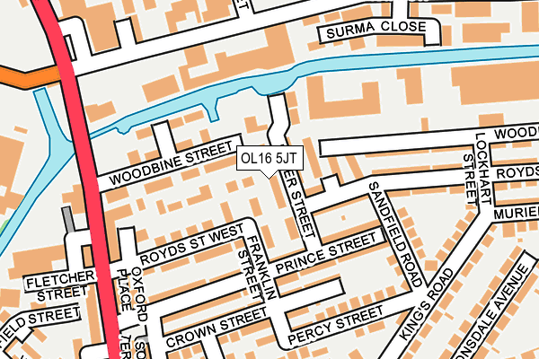 OL16 5JT map - OS OpenMap – Local (Ordnance Survey)