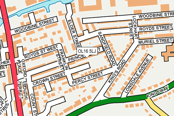 OL16 5LJ map - OS OpenMap – Local (Ordnance Survey)