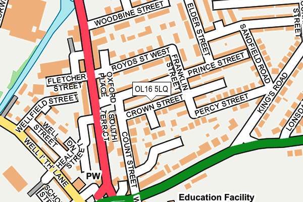 OL16 5LQ map - OS OpenMap – Local (Ordnance Survey)