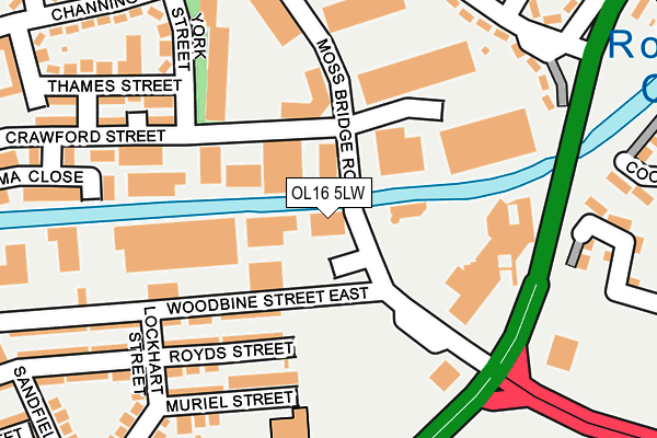 OL16 5LW map - OS OpenMap – Local (Ordnance Survey)