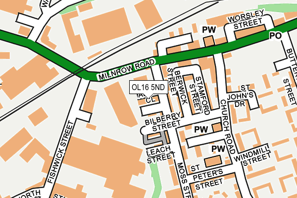 OL16 5ND map - OS OpenMap – Local (Ordnance Survey)