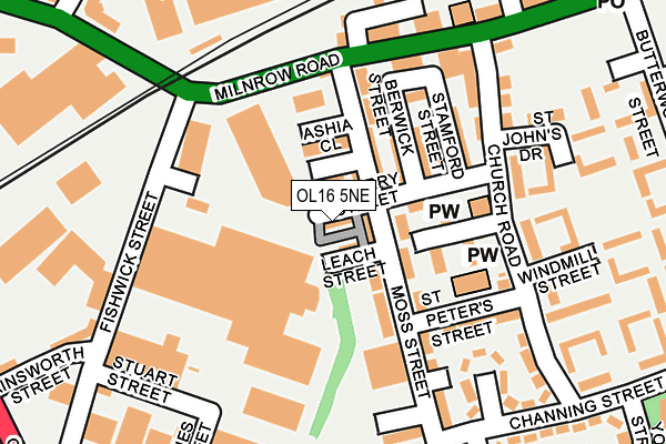 OL16 5NE map - OS OpenMap – Local (Ordnance Survey)