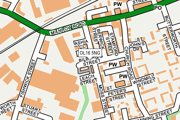 OL16 5NG map - OS OpenMap – Local (Ordnance Survey)