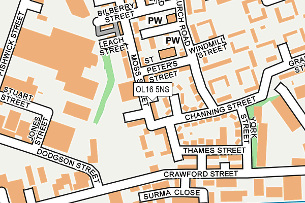 OL16 5NS map - OS OpenMap – Local (Ordnance Survey)