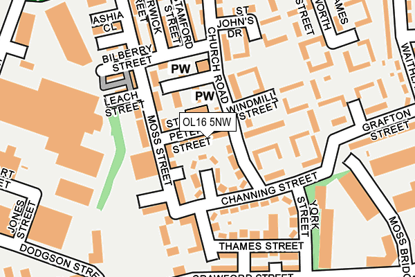 OL16 5NW map - OS OpenMap – Local (Ordnance Survey)